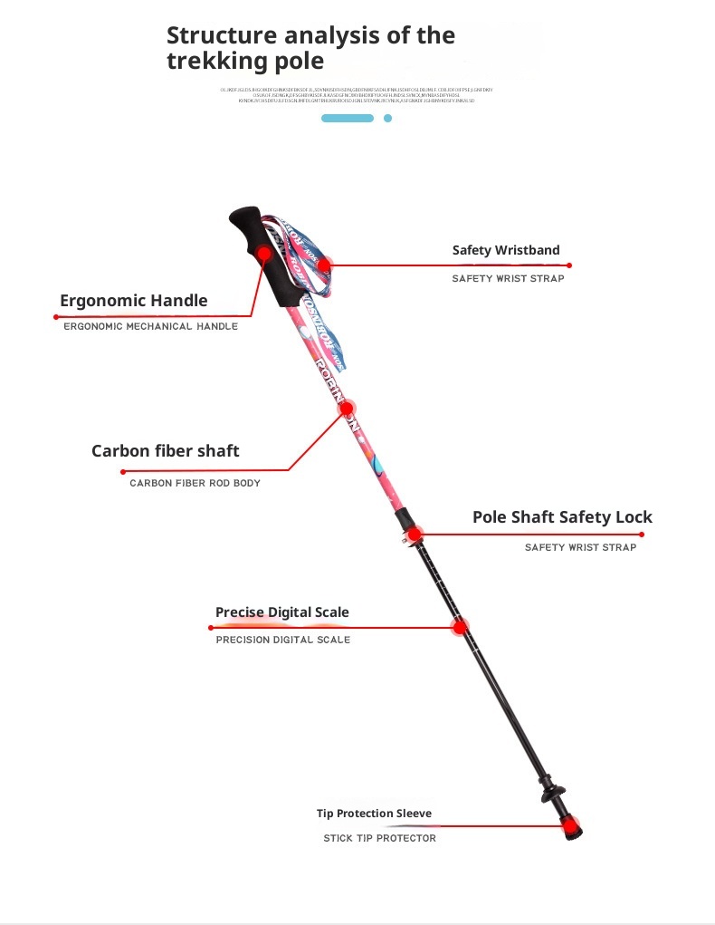 001 Robinson Children's Hiking Carbon Fiber Ultra-light Short External Lock Portable Youth Boys And Girls Walking Stick_voghion.com