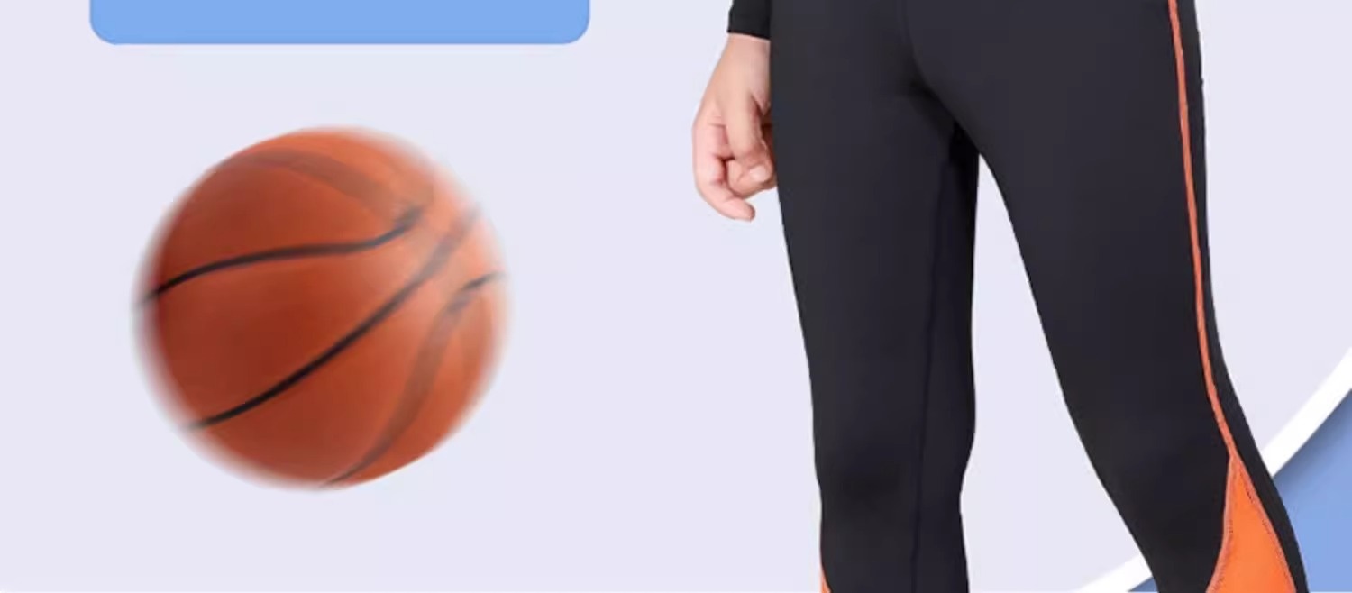 Conjunto de treino infantil de compressão Warrior 001 para outono e inverno, ideal para basquetebol e futebol. Secagem rápida._voghion.com