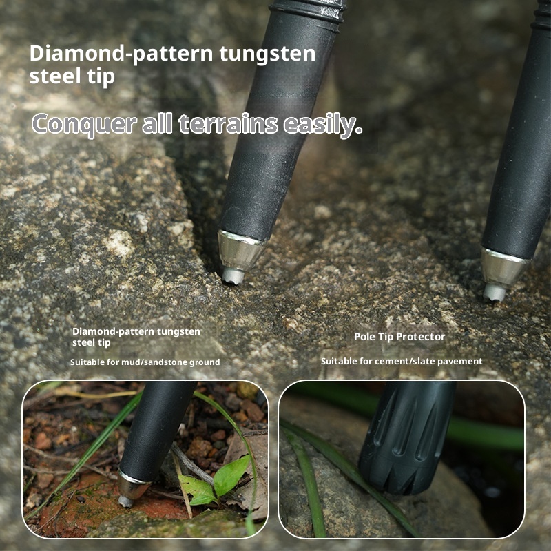 Bastón telescópico ultraligero de fibra de carbono 001 para trekking, de tres secciones, para hombres y mujeres, ideal para senderismo, escalada y actividades al aire libre._voghion.com