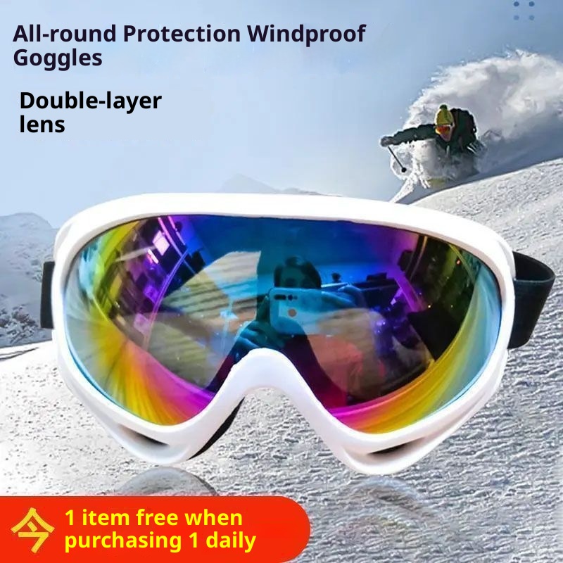 001 Outdoor-Sportbrille für Erwachsene, doppellagig, beschlagfrei, für Damen und Herren, Skibrille für Kurzsichtigkeit, Komplettset_voghion.com