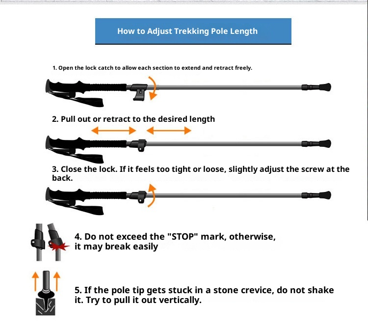 001 Telescopico 7075 Manico in schiuma stampata con lavorazione personalizzata Fibbia in metallo Bastone da trekking Antiscivolo Leggero Arrampicata_voghion.com