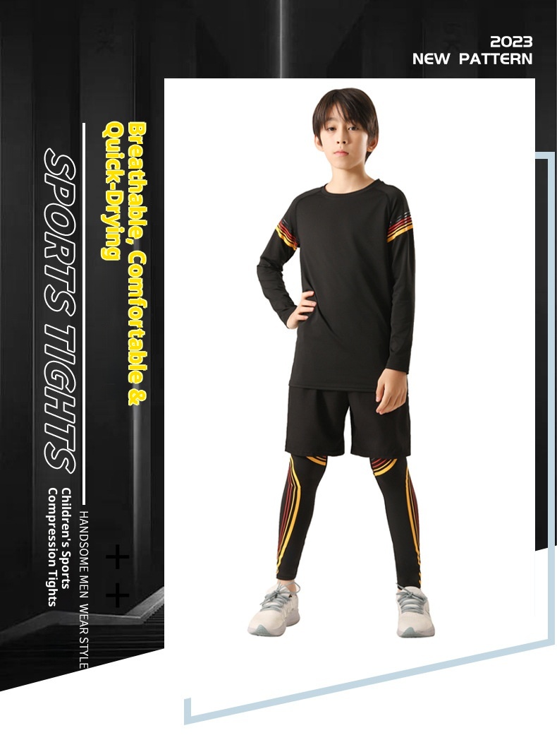 001 Maglia intima da sci attillata per bambini, ad asciugatura rapida, foderata in pile, per autunno e inverno, per sport, basket e calcio, allenamento interno_voghion.com