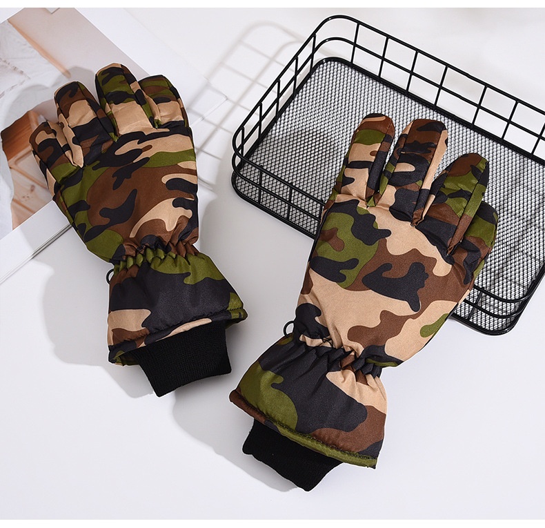 ActiveGo Camouflage Skihandschoenen voor mannen en vrouwen, warme winterse fleecevoering, verdikt, geschikt voor buitensporten, fietsen en motorrijden_voghion.com