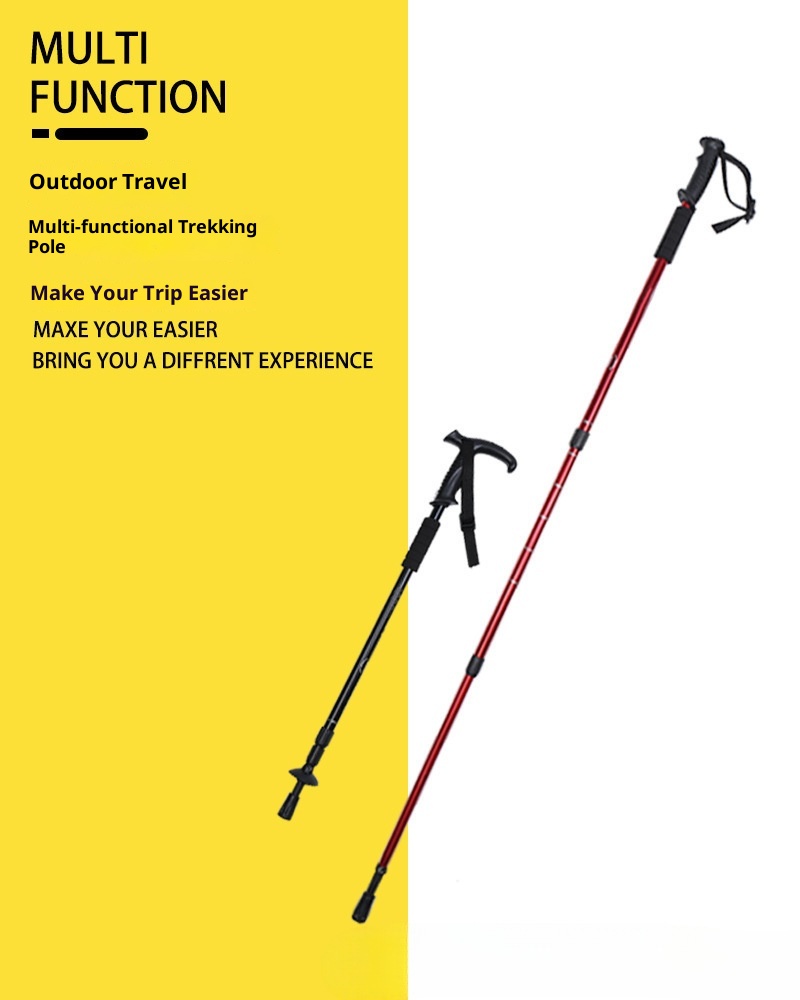 001 Bastone da passeggio telescopico pieghevole professionale per escursionismo all'aperto e arrampicata in lega di alluminio_voghion.com