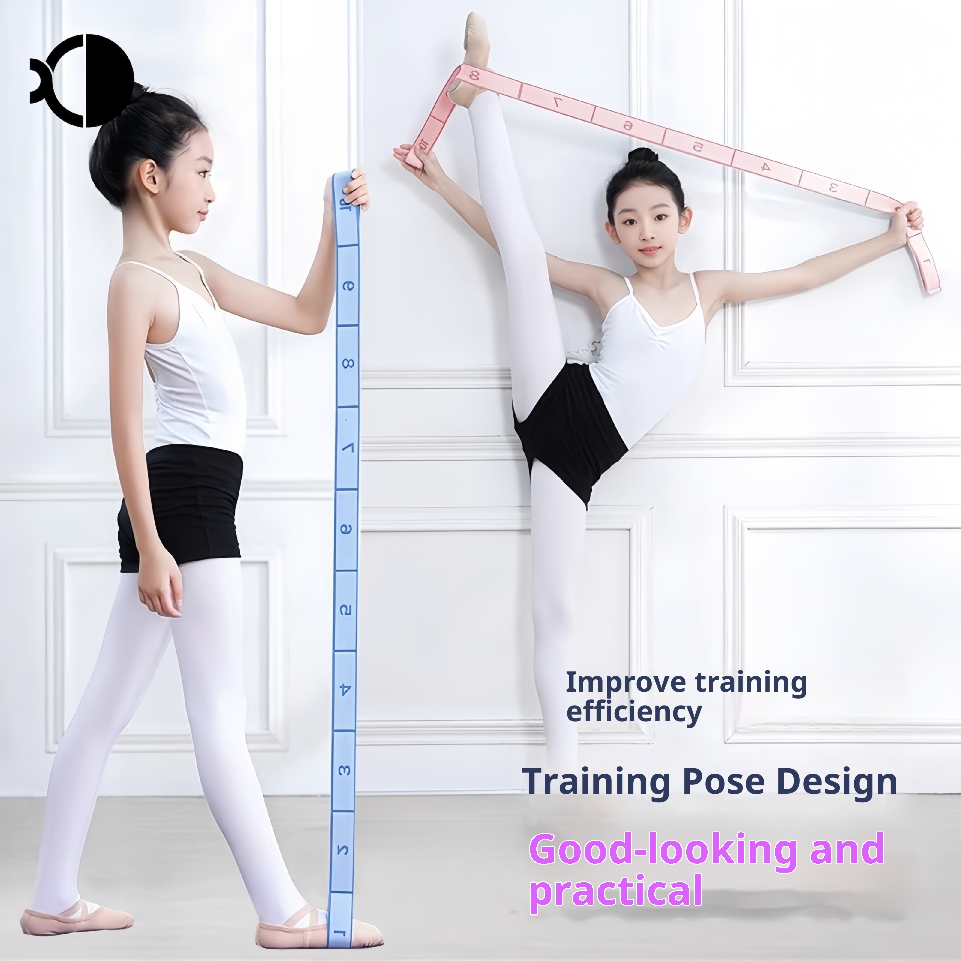 001 Fascia elastica per esercizi di danza classica per bambini, con 12 griglie digitali e resistenza allo stretching_voghion.com