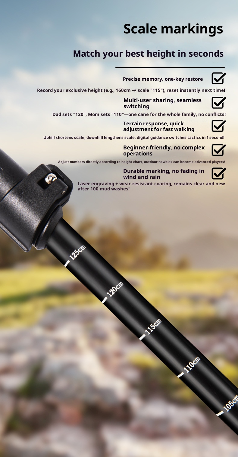 001 Peak Bastoncino da trekking 2 in 1 speciale per arrampicata ed escursionismo, bastone da passeggio telescopico in lega di alluminio con attacco a scatto_voghion.com