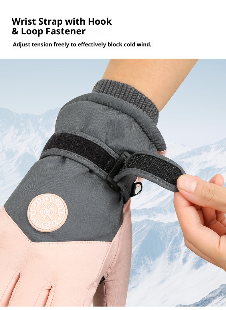 001 Women's Ski Gloves Winter Cycling Thickened Fleece Snow Play Cotton Warm Cold-Proof Electric Motorcycle Men's_voghion.com