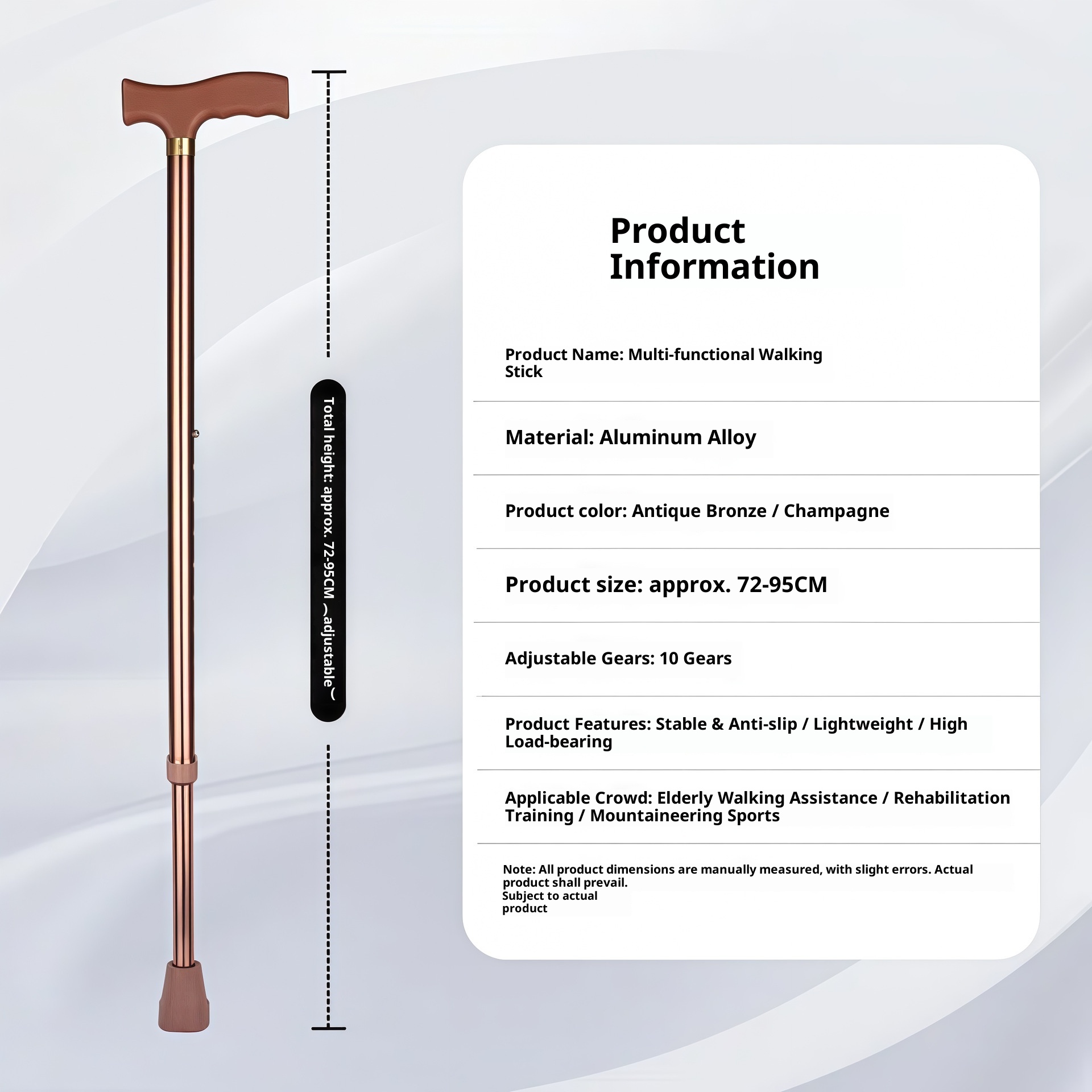 001 For Elderly, Thickened Anti-Slip Stick, Telescopic Adjustable Stainless Steel Aluminum Alloy Walking Stick_voghion.com