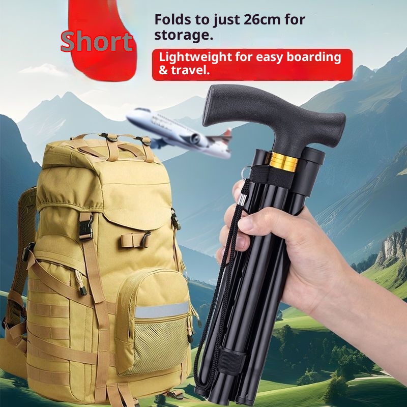 001 Ultra-light Cane For Elderly, Multi-functional Foldable Telescopic Walking , Wear-resistant Non-slip Travel Hiking_voghion.com