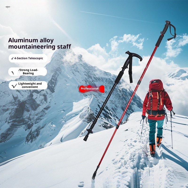 001 Bastone da passeggio telescopico pieghevole professionale per escursionismo all'aperto e arrampicata in lega di alluminio_voghion.com