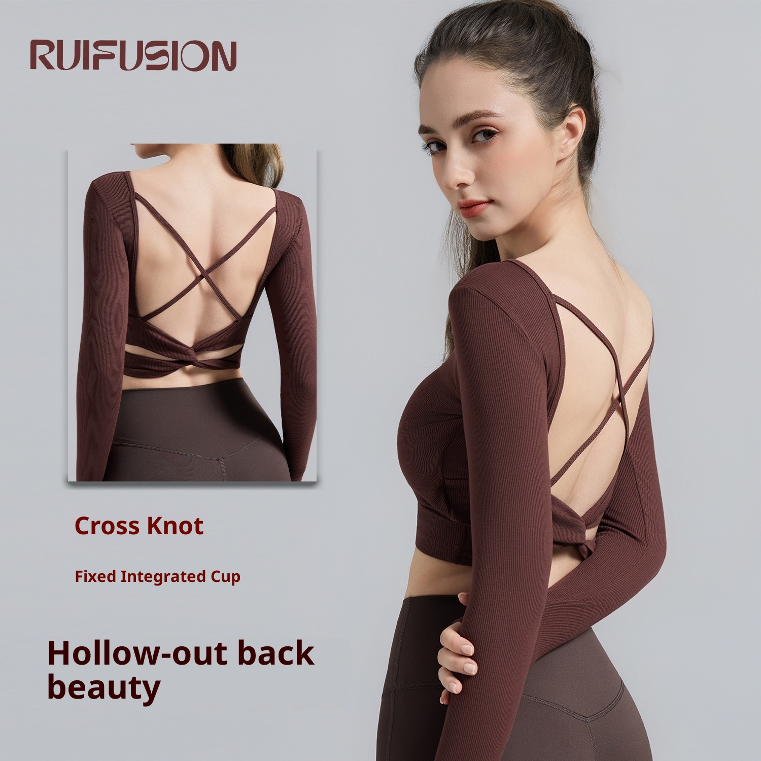 001 Top da yoga da donna con imbottitura per il petto, per pilates, con schiena scoperta, dimagrante, sportivo, a maniche lunghe, per allenamento e fitness_voghion.com