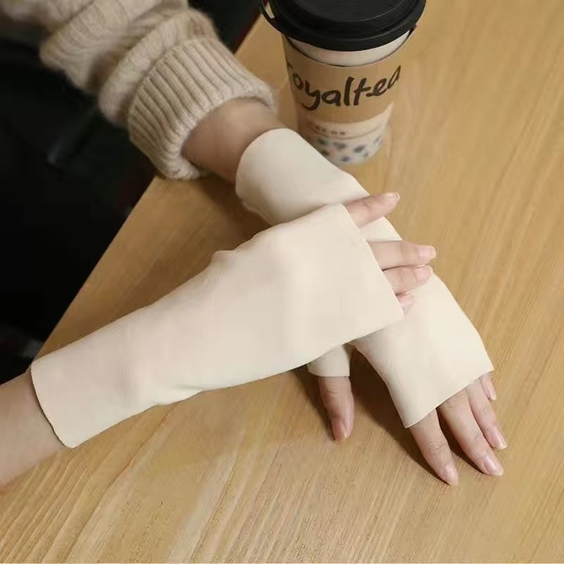 001 De Rong Thermal Half Flexible Writing Full Finger Gloves With Pocket Unisex Self-Heating Wrist Guard_voghion.com