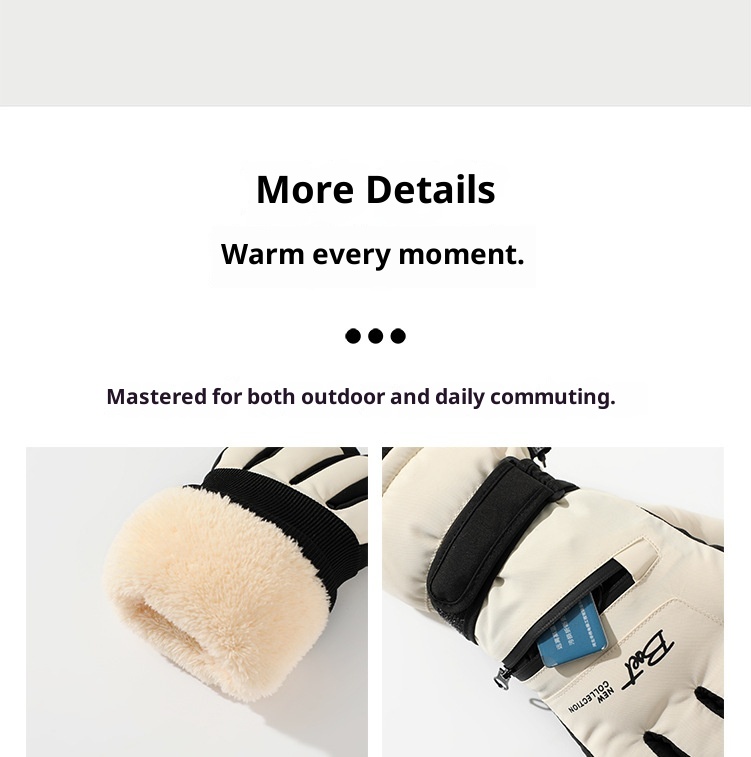 001 Women's Winter Ski Gloves, Warm, Touchscreen, Cold-Proof, Snow Play, Water-Resistant, Thickened, Fleece-Lined, Cycling,_voghion.com
