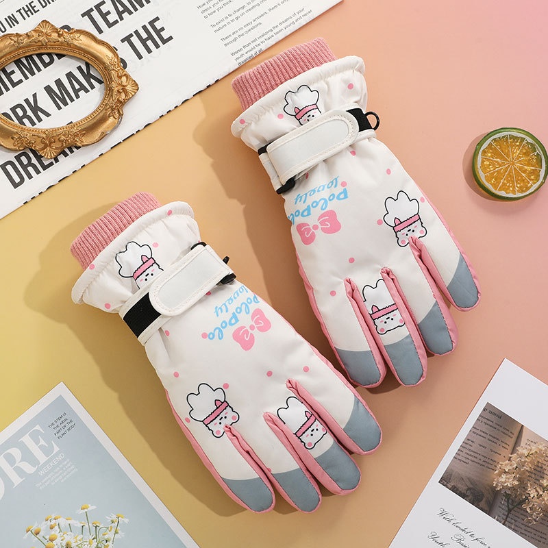 001 Cross-Border Winter Children's Ski Fleece-Lined Thickened Touchscreen Cycling Anti-Slip Windproof Student Cartoon Warm_voghion.com