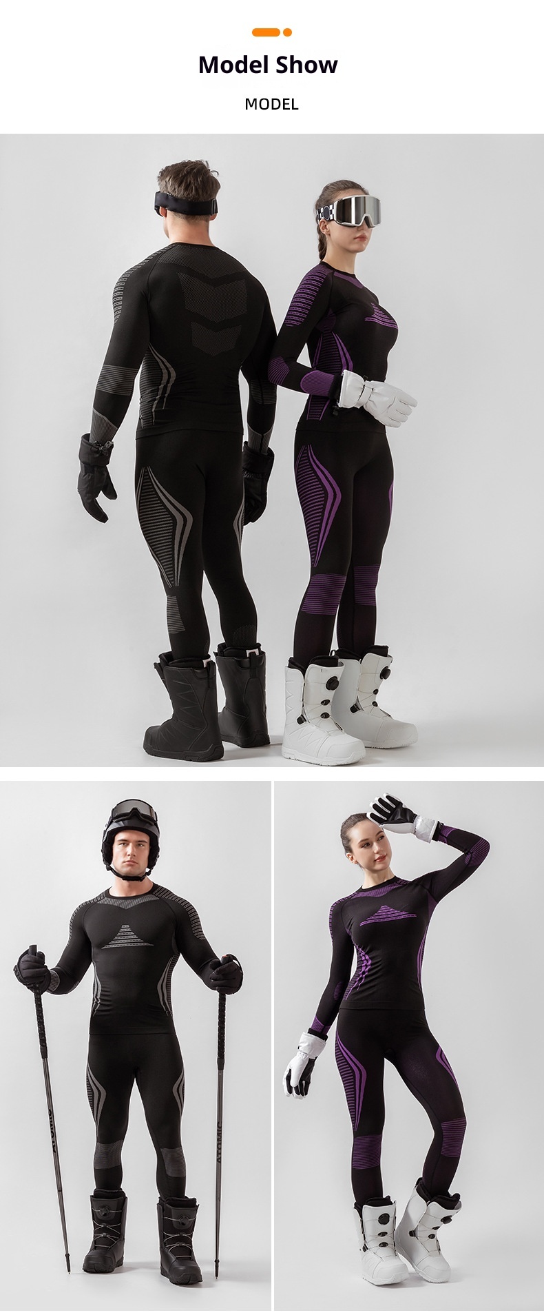 001 Autumn Winter Outdoor Ski Quick-Dry Sports Men Women Moisture-Wicking Base Layer Compression Thermal Underwear Set_voghion.com