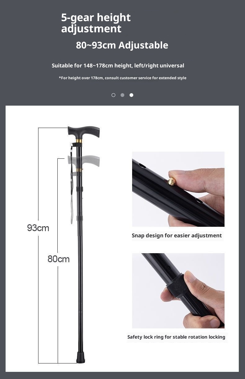 001 Ultra-light Cane For Elderly, Multi-functional Foldable Telescopic Walking , Wear-resistant Non-slip Travel Hiking_voghion.com