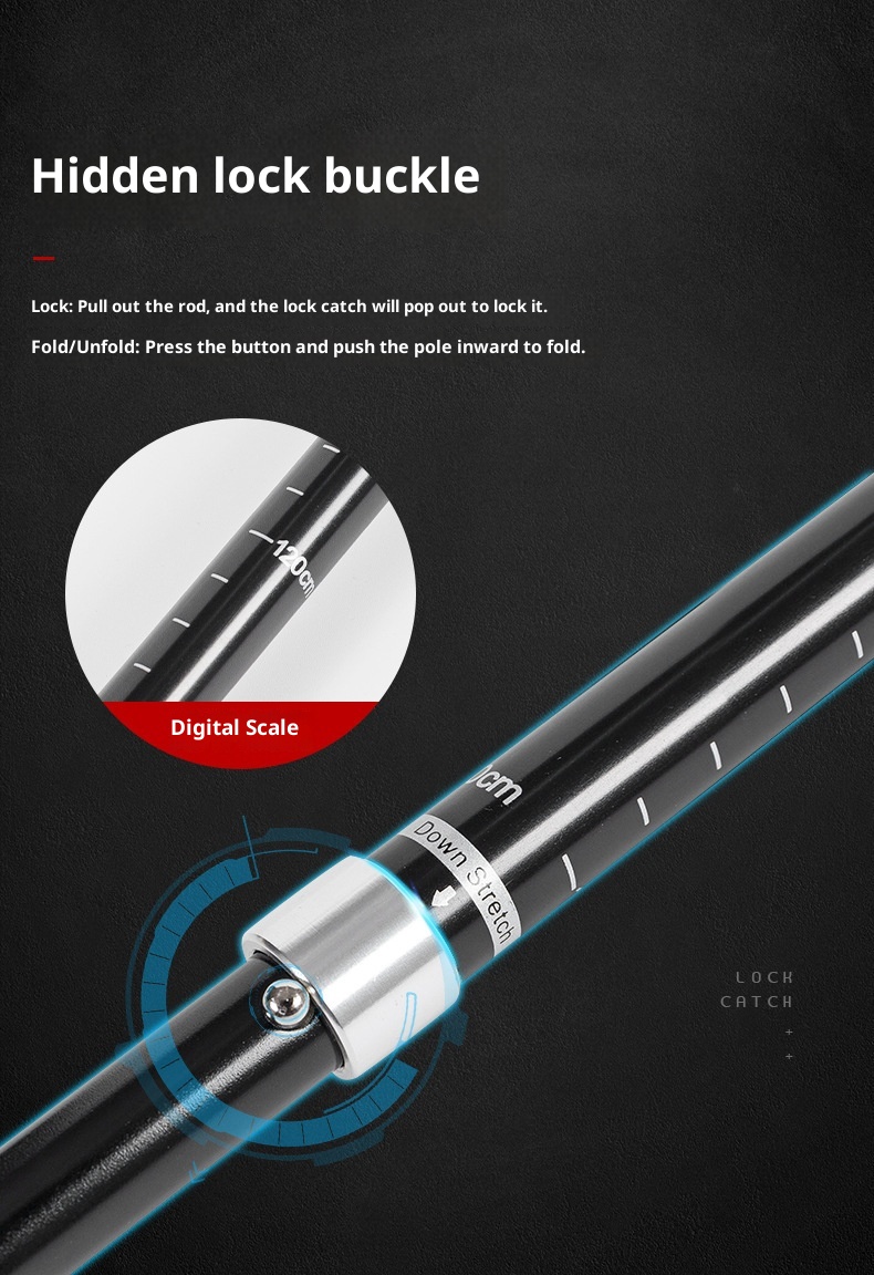 001 Bastone da passeggio telescopico corto ultraleggero pieghevole in lega di alluminio per escursionismo all'aperto all'ingrosso_voghion.com