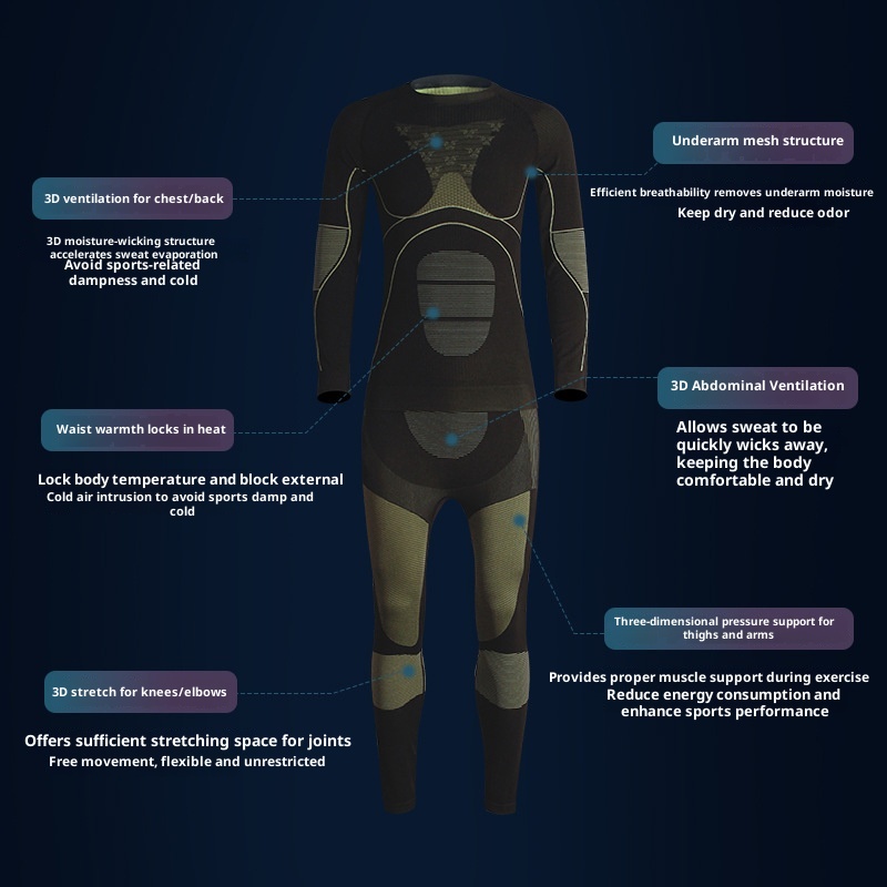 001 Neue Winter-Skihose, schnelltrocknend, für Damen und Herren, Outdoor-Sportarten wie Radfahren, schweißableitend, wärmekomprimierend_voghion.com