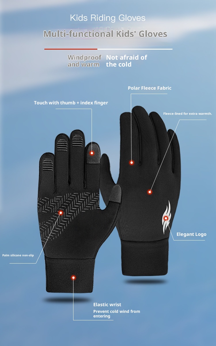 ActiveGo Premium Children's Ski Winter Waterproof Cold-Proof Outdoor Riding Thermal Gloves Fleece-Lined Non-Slip Touchscreen_voghion.com