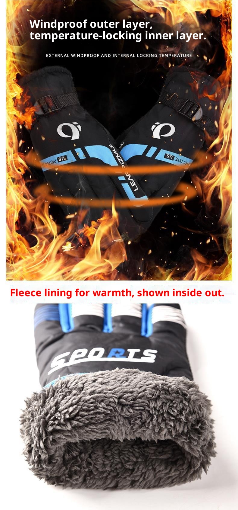 001 Men's Winter Women's Warm Cycling Cold-Proof Fleece-Lined Thickened Windproof Waterproof Motorcycle Skiing Cotton Gloves_voghion.com
