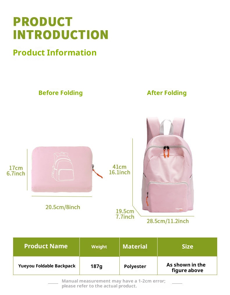 001 Wodoodporny, składany plecak o podwójnym zastosowaniu dla mężczyzn i kobiet, lekki plecak wspinaczkowy do wędrówek na świeżym powietrzu, przenośny pokrowiec na skórę_voghion.com