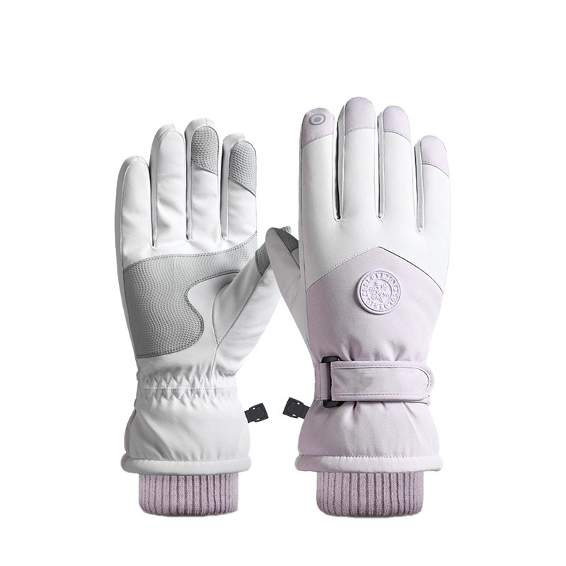 001 Winter Ski Warm Fleece Lined Thickened Waterproof Windproof Touchscreen Curved Finger Outdoor Cycling Riding Gloves_voghion.com