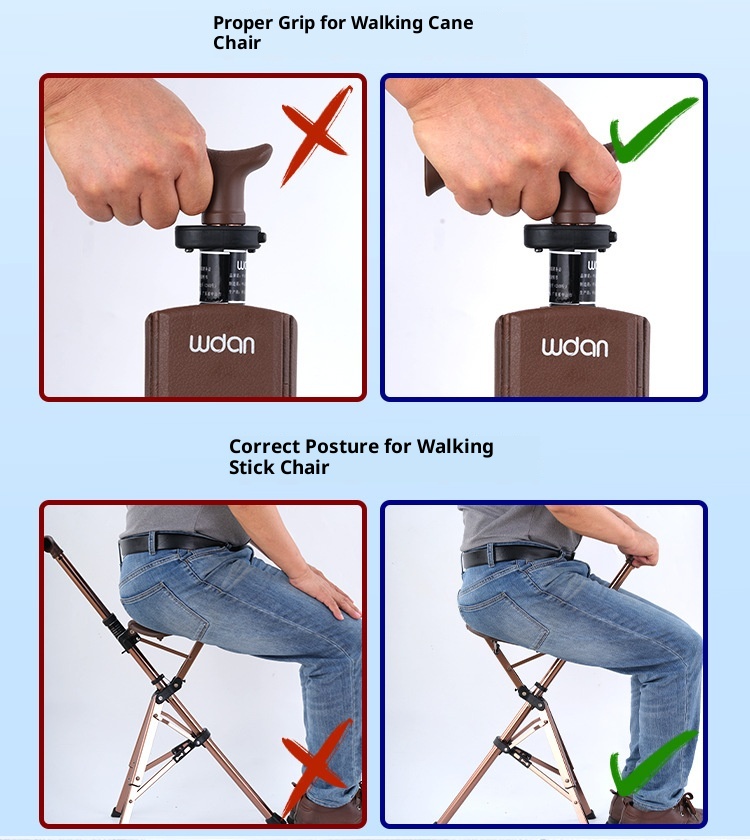 001 Stool Walking Stick Multi-Functional Anti-Slip Lightweight Foldable Elderly Cane Chair For Hiking_voghion.com