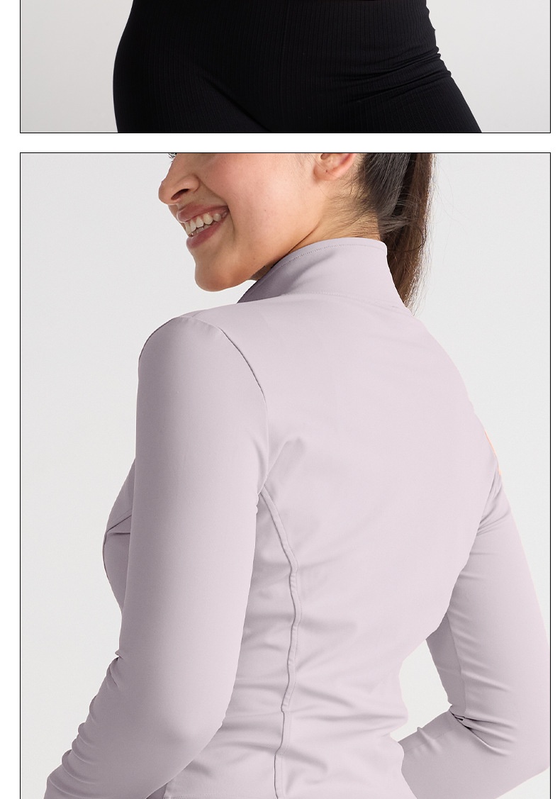 001 Giacca elasticizzata alta Abbigliamento fitness Top Autunno Inverno Collo alto Cerniera Abbigliamento sportivo Corsa Slim Fit Manica lunga Yoga_voghion.com