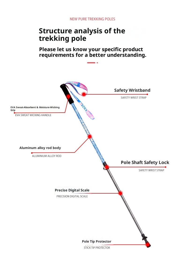 001 Robinson Kinder-Trekkingstock aus Aluminiumlegierung mit externer Verriegelung, ultraleicht, kurz, teleskopierbar, tragbar, für Jugendliche, Jungen und_voghion.com