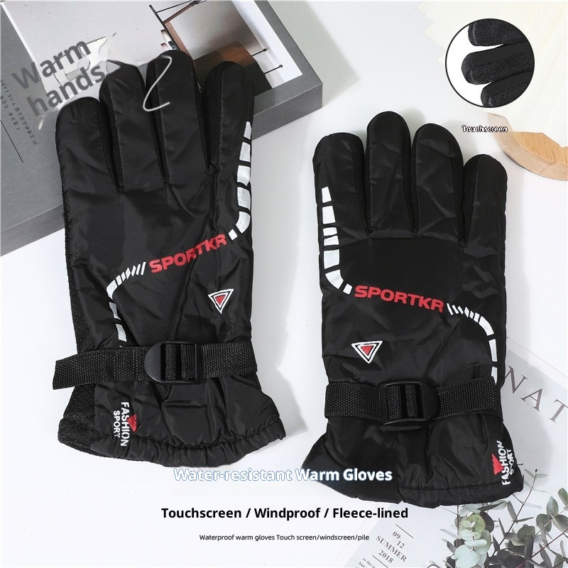 001 Couple Winter Cold-Proof Warm Split-Finger Fashion Triangle Style Outdoor Cycling Hiking Skiing Touchscreen Gloves_voghion.com