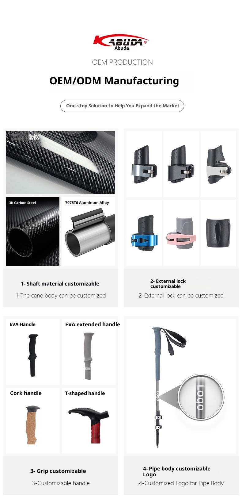 001 Carbon Fiber Trekking Pole Telescopic Three-Section Stick Adjustable Portable Essential Supplies Outdoor Hiking_voghion.com