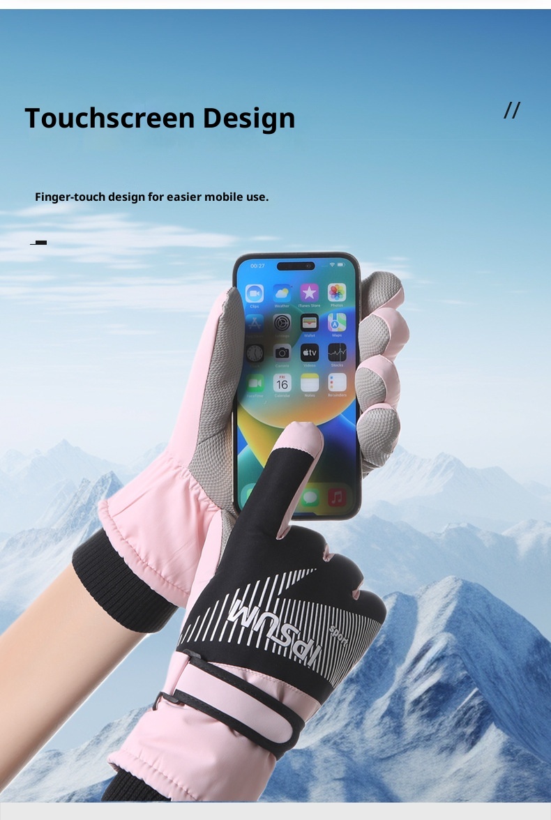 001 Neue, dicke Winterhandschuhe für Herren zum Skifahren und Radfahren, warm, fleecegefüttert, winddicht, wasserdicht, touchscreentauglich, modisch_voghion.com