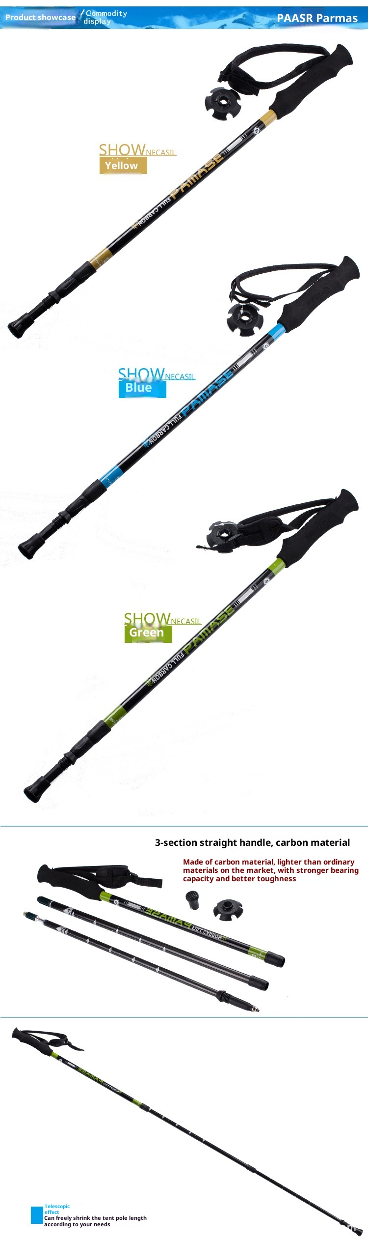 001 Muma Ren Zaino da trekking in lega di alluminio, ammortizzatore, pieghevole, regolabile, telescopico, da viaggio, per sci e trekking_voghion.com