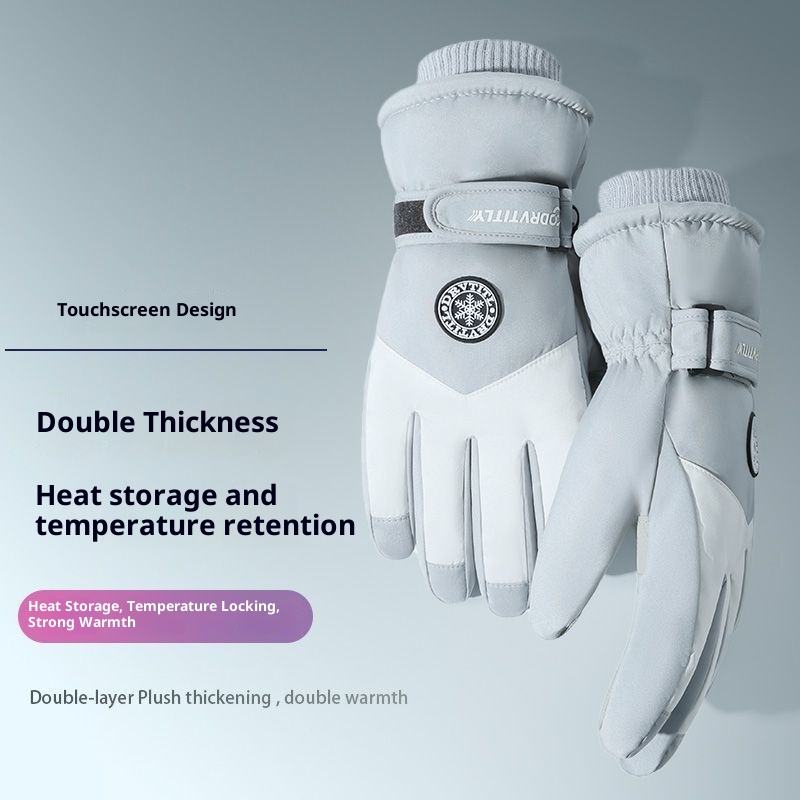 001 Winter-Skihandschuhe für Herren, Touchscreen-fähig, wasserdicht, fleecegefüttert, dick gefüttert, warm, winddicht, für Outdoor-Sportarten, für Studenten_voghion.com