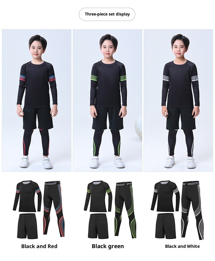 001 Children's Compression Training Suit Basketball Quick-Dry Sports Set Boys Running Fitness Yoga Thin Clothing_voghion.com