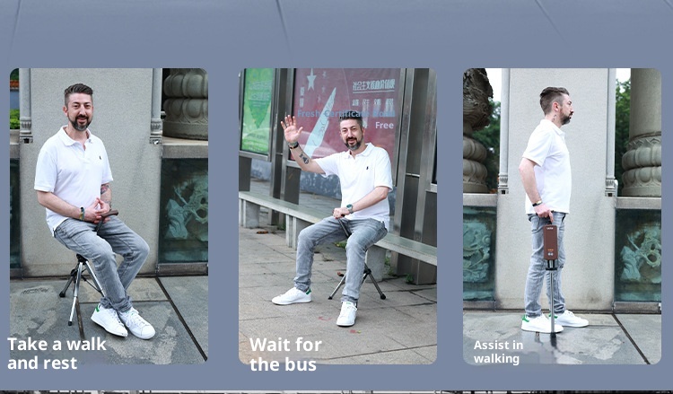 001 Stool Walking Stick Multi-Functional Anti-Slip Lightweight Foldable Elderly Cane Chair For Hiking_voghion.com