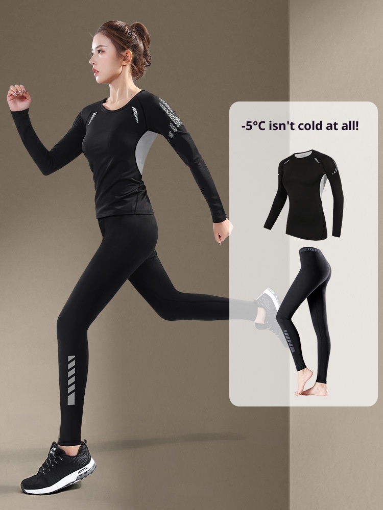 001 Quick-Dry Women's Clothing Autumn Winter Running Morning Jogging Tight Yoga Long Sleeve Hiking Skiing Thermal Underwear_voghion.com