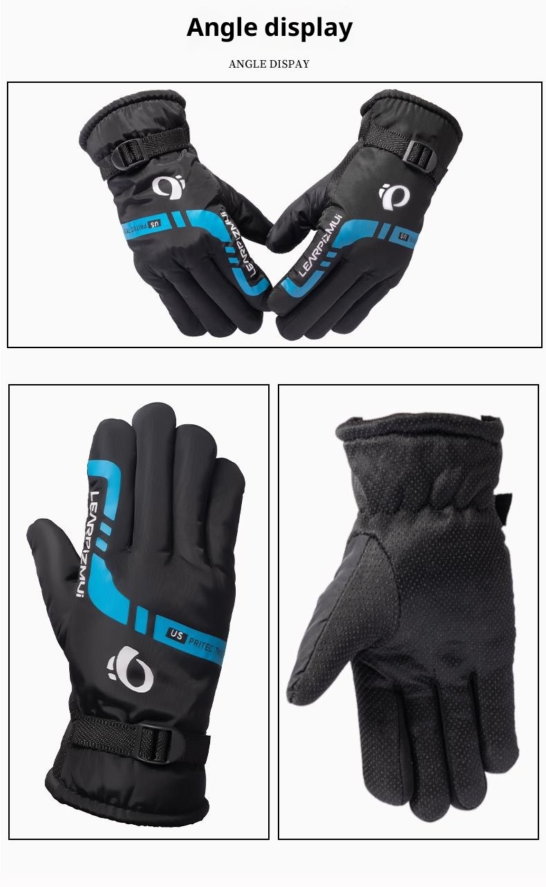 001 Winter Warm Men's Gloves For Cycling Skiing, Fleece-Lined, Thickened, Windproof, Non-Slip, Motorcycle, Electric Scooter,_voghion.com