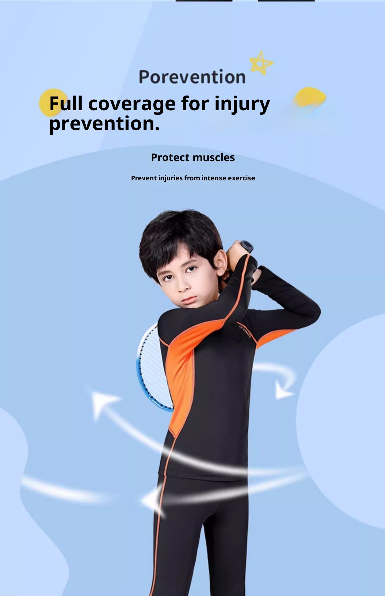 Conjunto de treino infantil de compressão Warrior 001 para outono e inverno, ideal para basquetebol e futebol. Secagem rápida._voghion.com