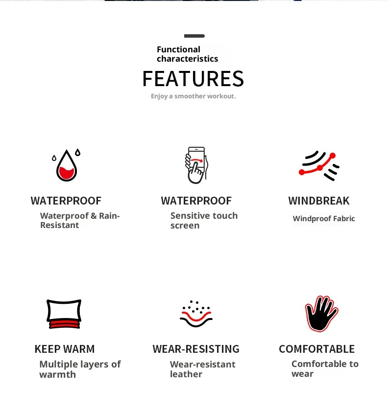 ActiveGo Leiqi Winter Cycling Outdoor Sports Mountaineering Waterproof Windproof Warm Thickened Cotton-Padded Unisex Ski Gloves_voghion.com