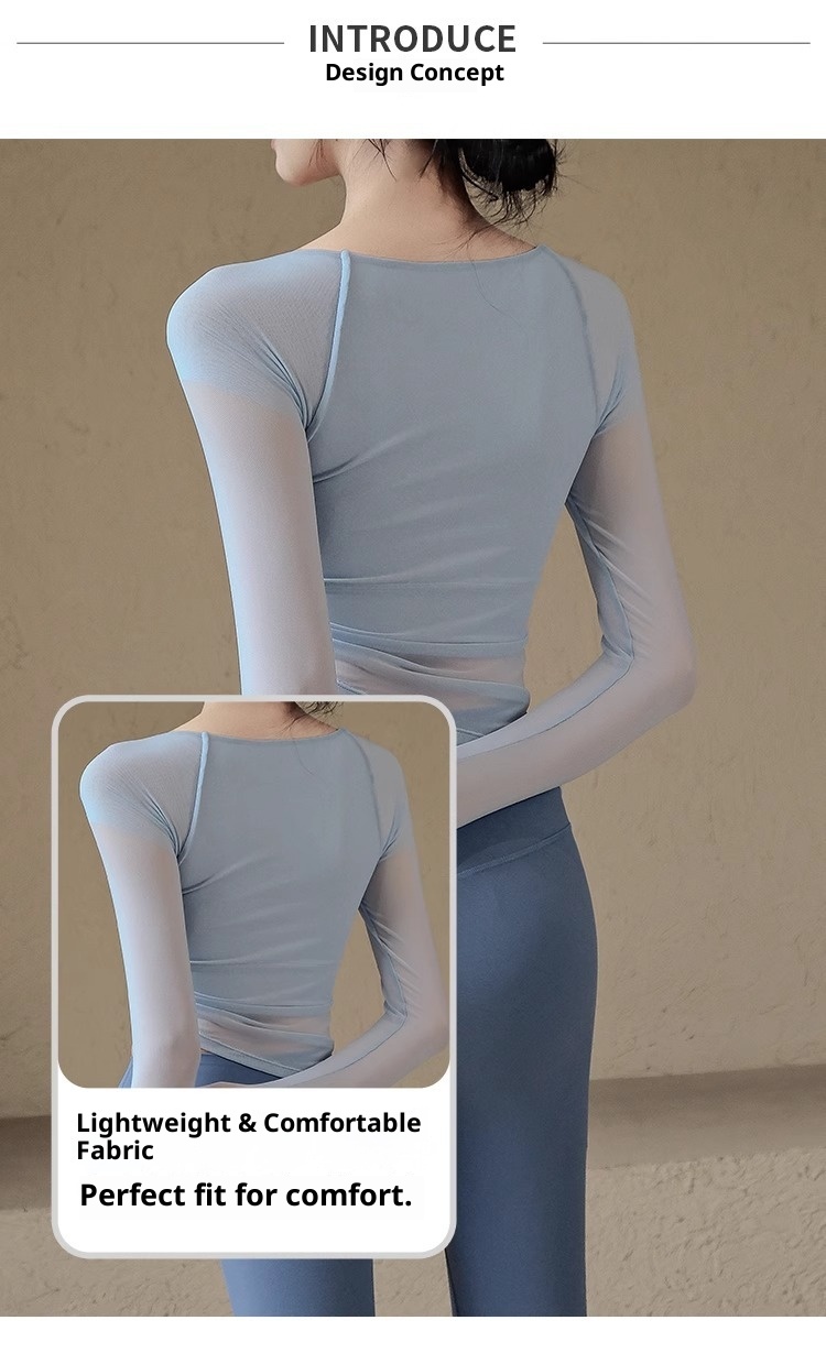001 Yoga Clothes With Chest Pads Fo Women, Mesh Splicing, Quick-dy Spots Top, High-end Feel, Pilates Taining Fitness_voghion.com