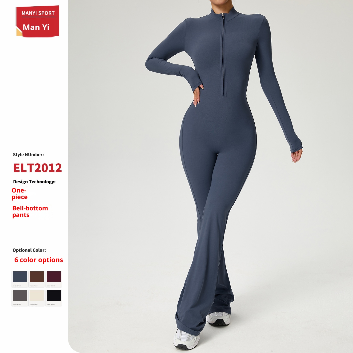 001 Cross-Border Zipper Cloud Feel Long Sleeve Yoga Jumpsuit High-Intensity Fitness Sports One-Piece Tight-Fitting_voghion.com