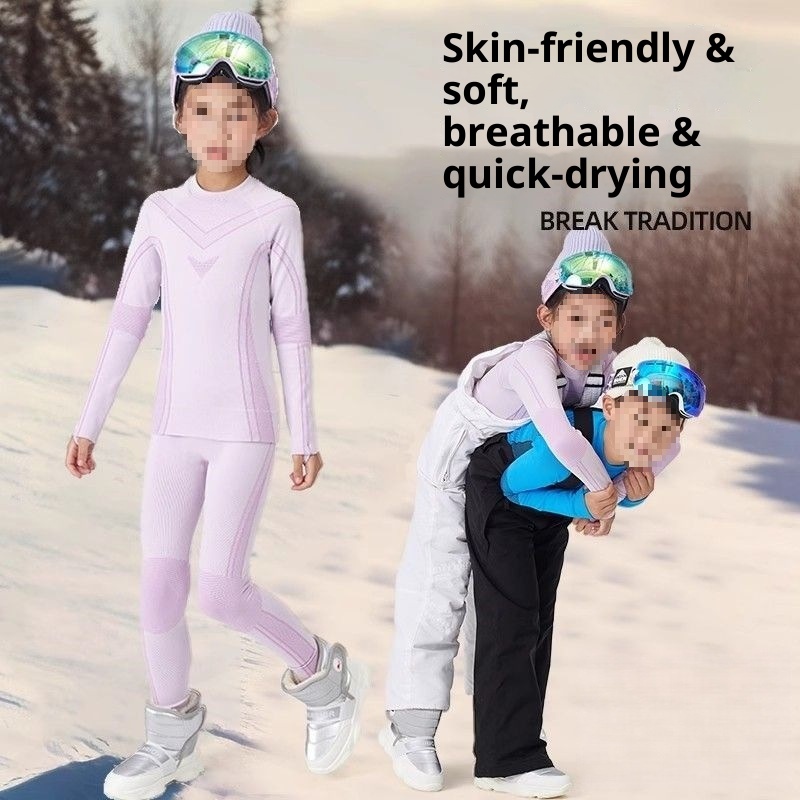 001 H3X Maglia intima da sci per bambini ad asciugatura rapida, foderata in pile, termica, traspirante, traspirante, a compressione, funzionale_voghion.com