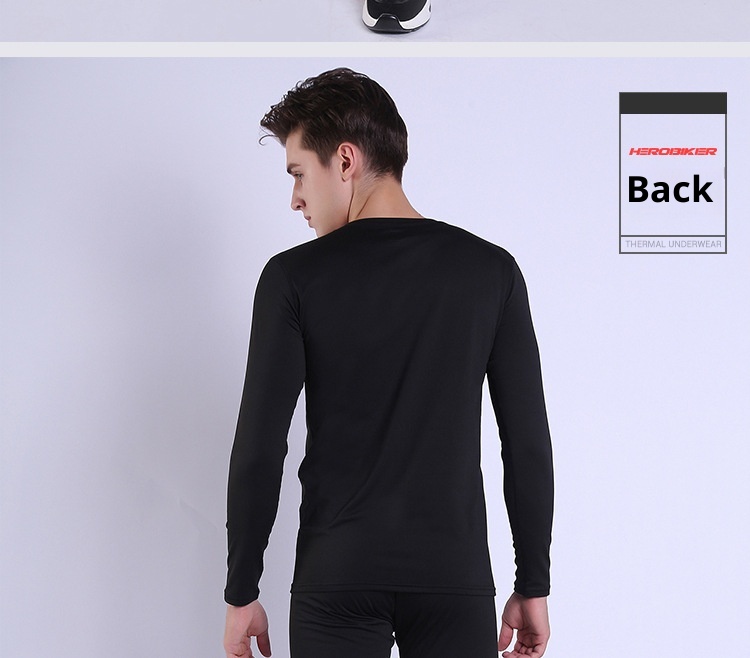 001 HEROBIKER Underwear Set Motorcycle Skiing Tight Long Johns Winter Men's Crew Neck Thermal Top_voghion.com
