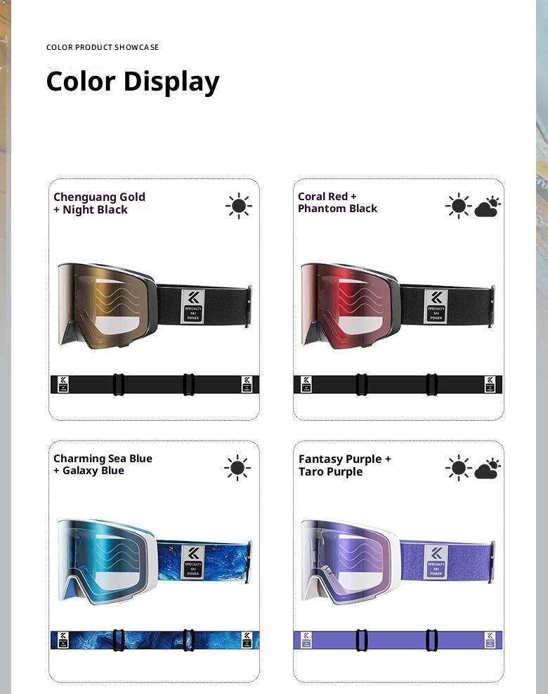 001 Flip Cover Color Changing Ski Anti-Fog Professional Outdoor Mountaineering Windproof Goggles Single And Double Board_voghion.com