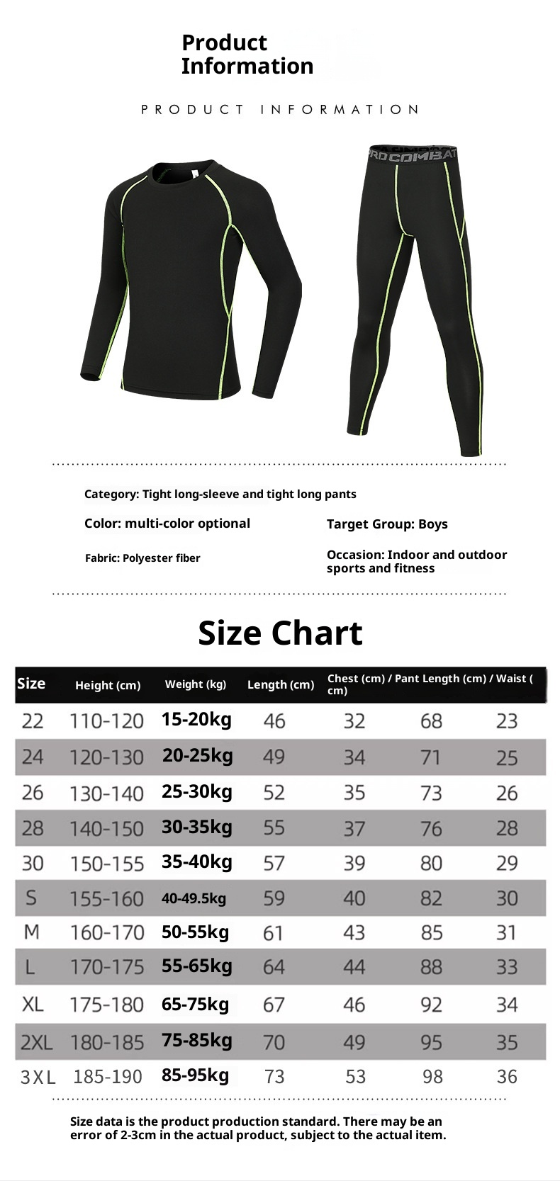 Combinaison de compression pour enfants, séchage rapide, sous-vêtement de sport automne-hiver pour garçons (basketball, football, fitness)._voghion.com