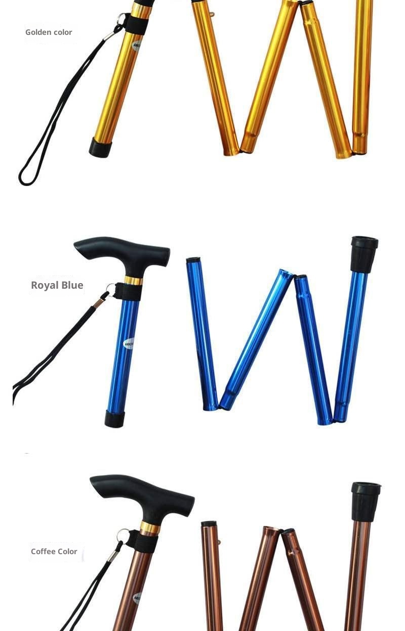 001 Anti-Slip Folding Trekking Pole Elderly 4-Section Walking Stick Telescopic Aluminum Alloy Cane Wholesale Hot Sale_voghion.com