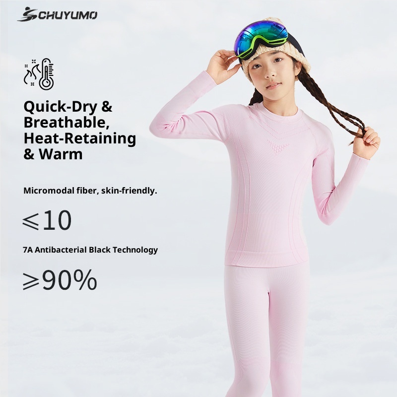 001 Ski Quick-Dry Clothing For Children Boys And Girls Same Style Outdoor Base Layer Knitted Seamless Thermal Underwear_voghion.com