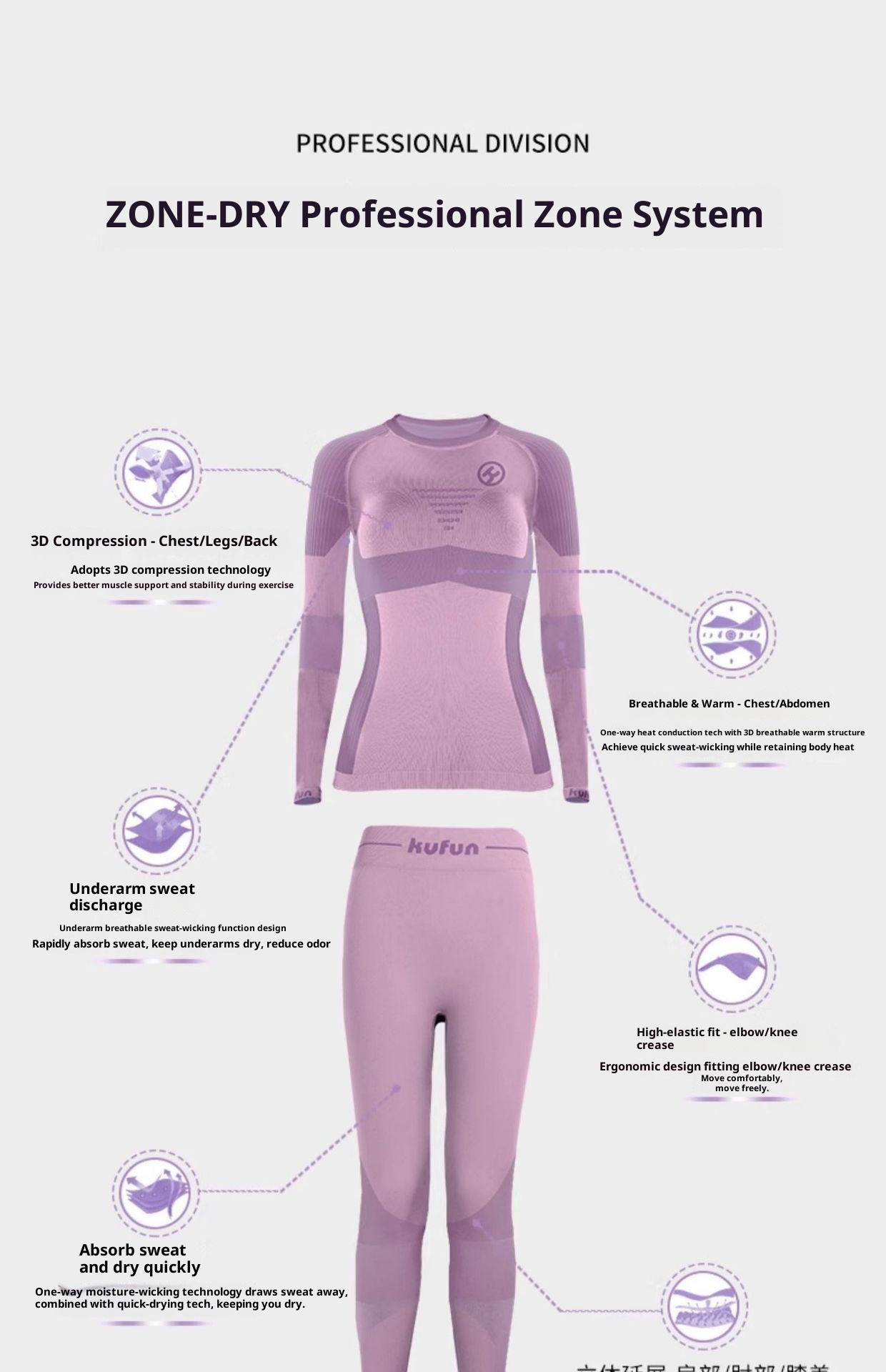 001 Kufeng Quick-Dry Thmal Compression Lay Pantaloni da sci professionali per uomo e donna, traspiranti all'aperto_voghion.com
