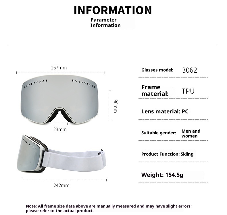 Gafas de esquí de doble capa antivaho, superficie de columna colorida y amplia visión, resistentes al viento, para invierno, para miopía y montañismo._voghion.com